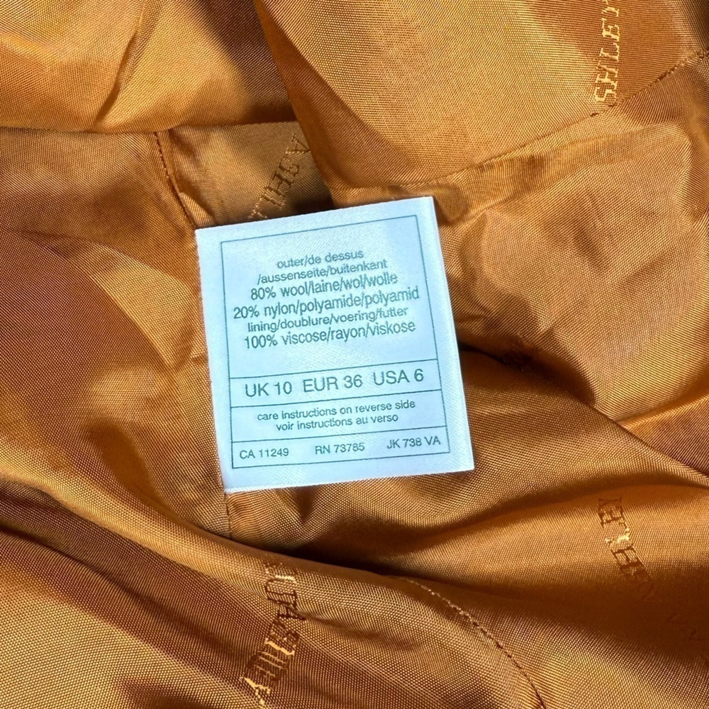 Laura Ashley Made in Poland Orange Wool Blend Long Blazer Jacket Womens 6 - Picture 5 of 8